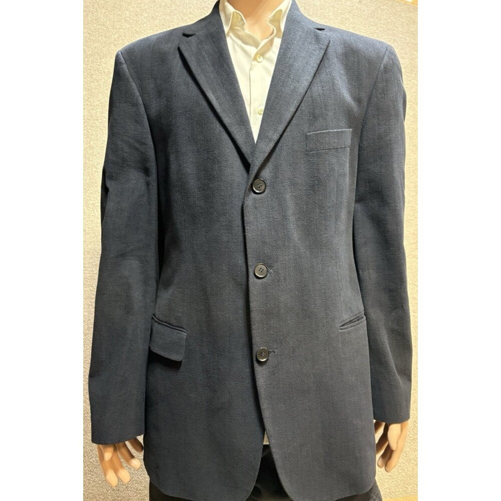 Hugo Boss Men's Suit Sport Coat 44R Rossellini Black 100% Cotton Made USA GUC